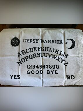 Gypsy Warrior White Pillow Sham with Black Ouija Graphic